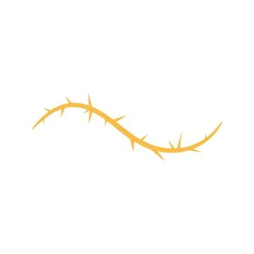 Vector flat illustration of curved branch of blackthorn or grapevine with thorns Stock Illustration