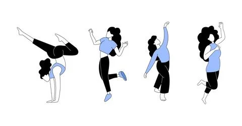Vector flat illustration of dancing people Stock Illustration