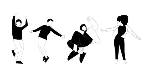 Vector flat illustration of dancing people Stock Illustration