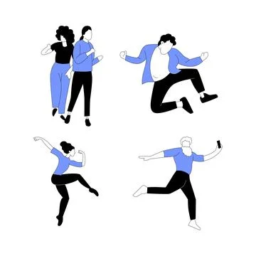 Vector flat illustration of dancing people Stock Illustration