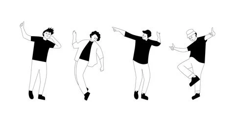 Vector flat illustration of dancing people Stock Illustration