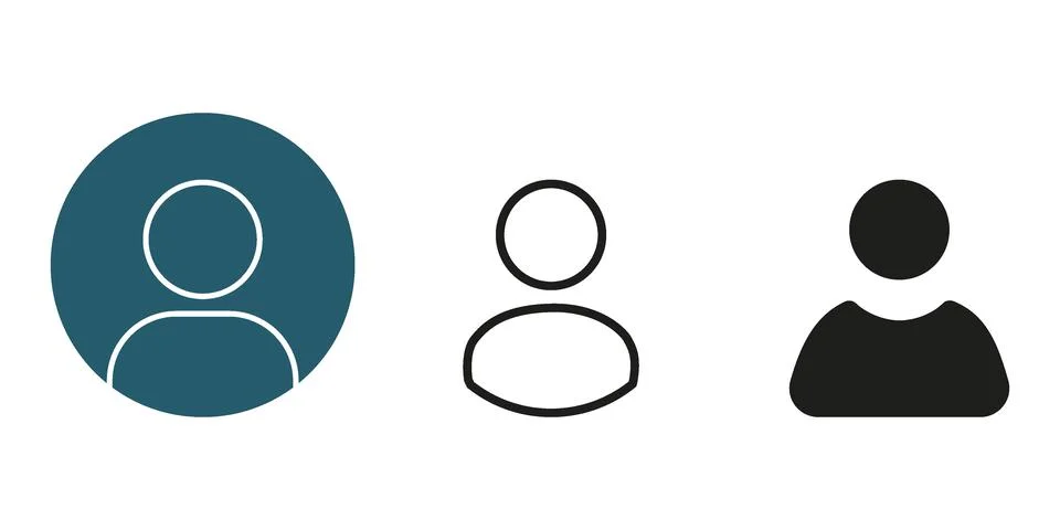 Vector flat illustration. Dark blue, outline and black icons. Avatar, user Stock Illustration