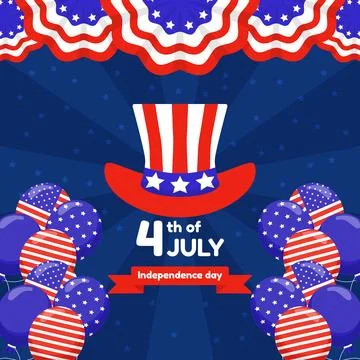 Vector flat illustration design Happy Independence day, 4th July celebratio.. Stock Illustration