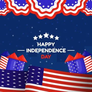 Vector flat illustration design Happy Independence day, 4th July celebratio.. Stock Illustration
