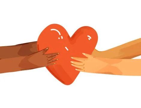 Vector flat illustration of diverse people sharing love, support, appreciation Stock Illustration
