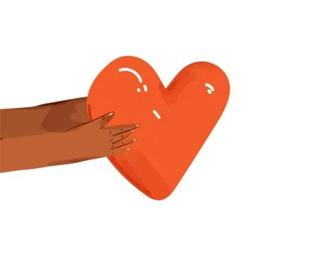 Vector flat illustration of diverse people sharing love, support, appreciation Stock Illustration