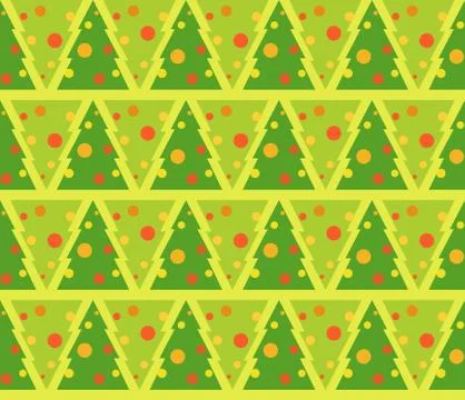 Vector flat illustration of fir tree decorated for Christmas seamless pattern. イラスト素材