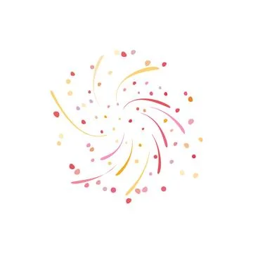 Vector flat illustration with fireworks in red and yellow colors with flying Stock Illustration