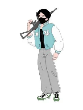 Vector Flat illustration of a Gaming Character Stock Illustration
