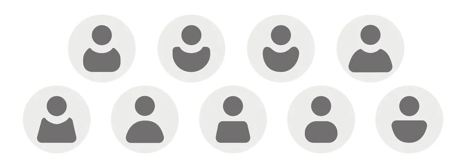 Vector flat illustration in grayscale. Nine icons. User profile, person icon Stock Illustration