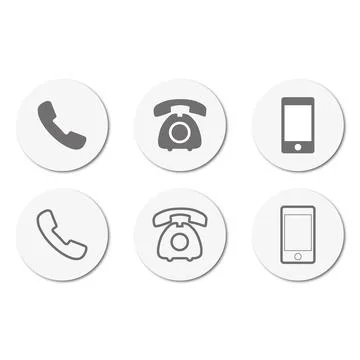 Vector flat illustration in grayscale. Set of icons of telephone devices Stock Illustration