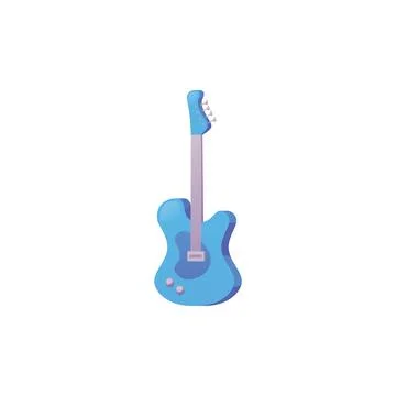 Vector flat illustration of guitar in blue color on isolated background. Stockillustratie