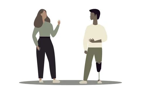 Vector flat illustration. The guy and the girl are talking to each other. T.. Stockillustratie