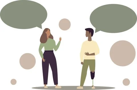 Vector flat illustration. The guy and the girl are talking to each other. T.. Stockillustratie