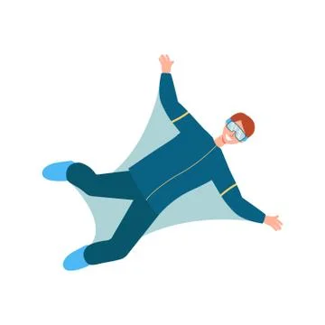 Vector flat illustration of a happy parachutist. Ilustración de archivo