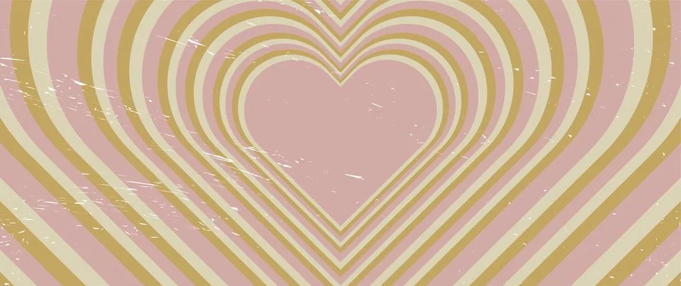 Vector flat illustration. Hypnotic tunnel in the shape of a heart. Wallpaper in Stock Illustration