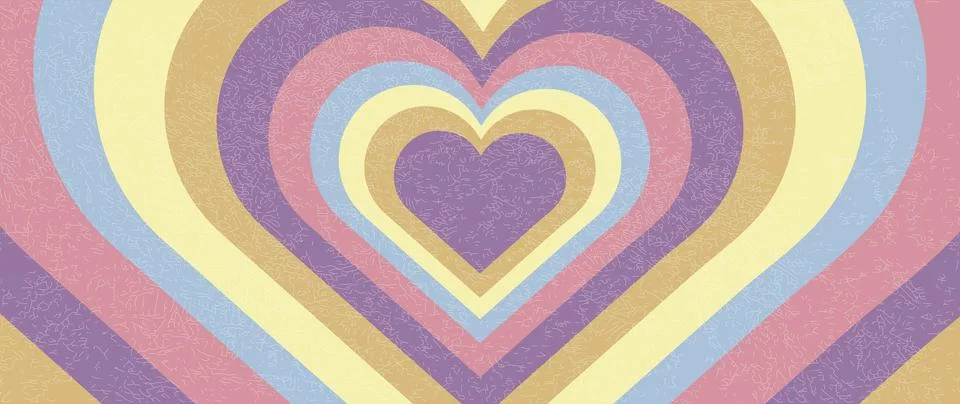 Vector flat illustration. Hypnotic tunnel in the shape of a heart. Wallpaper in Stock Illustration