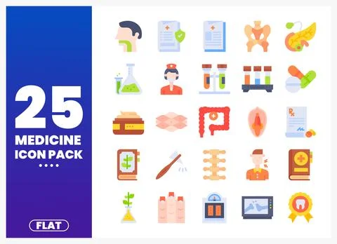 Vector flat illustration icons representing medicine and healthcare concept.. Stock Illustration