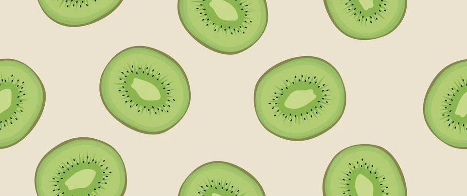 Vector flat illustration. Kiwi halves on a light background. Seamless Stock Illustration