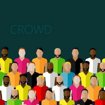 Vector flat illustration of a large group of men. fitness community Stock Illustration