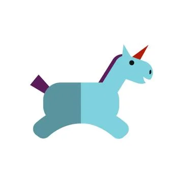 Vector flat illustration of magical unicorn. Simple unicorn icon for kids party Stock Illustration
