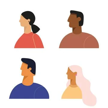 Vector flat illustration. Men and women in different styles. Avatar, user Stock Illustration
