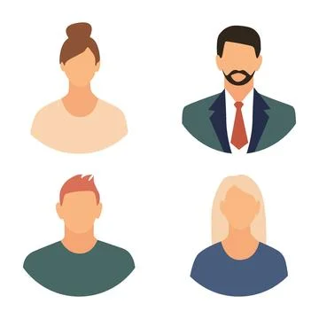 Vector flat illustration. Men and women in different styles. Avatar, user Stock Illustration
