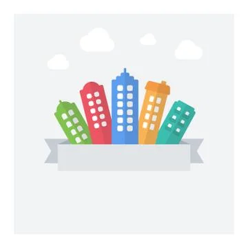 Vector flat illustration of modern cityscape with text area. Stock Illustration