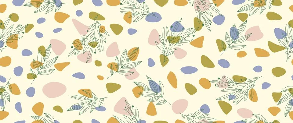 Vector flat illustration. Modern floral pattern. Colorful abstract modern Stock Illustration