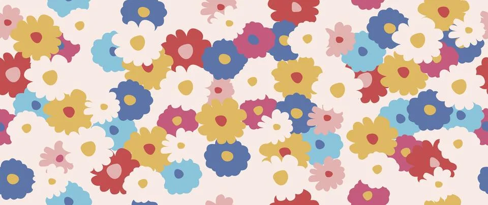 Vector flat illustration. Modern pattern style. Cute colorful seamless floral Illustrazione stock
