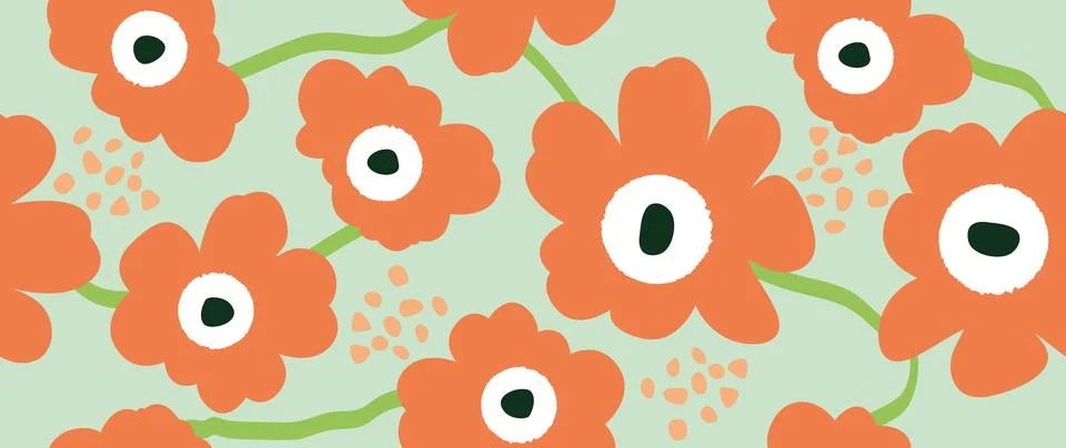 Vector flat illustration. Modern pattern style. Cute colorful seamless floral Stock Illustration