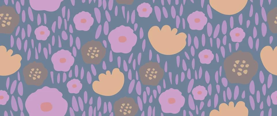 Vector flat illustration. Modern pattern style. Cute colorful seamless floral Stock Illustration