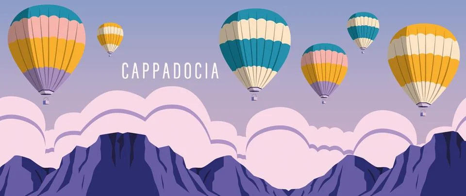 Vector flat illustration. Mountain panorama and great view. Perfect for a Stock Illustration