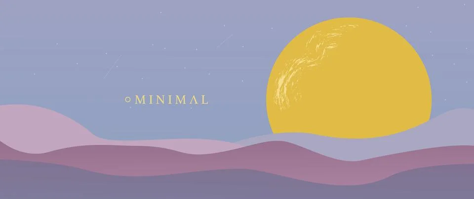 Vector flat illustration. Mountains and sun. Background for wallpaper desig.. Stock Illustration
