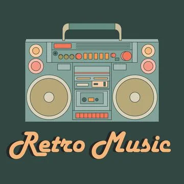 Vector flat illustration of a multi-colored retro tape recorder Illustrazione stock