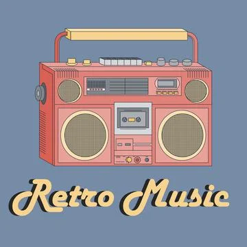 Vector flat illustration of a multi-colored retro tape recorder Stock Illustration