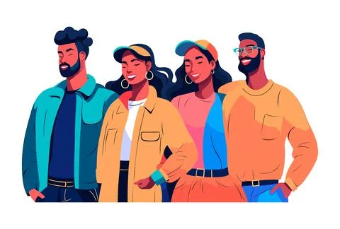Vector flat illustration of people a lively mix of communication Stock Illustration