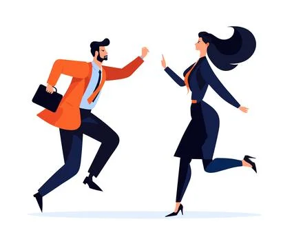 Vector flat illustration of people teamwork in business management Stock Illustration