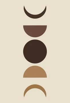 Vector flat illustration. Phases of the moon. Set of icons. Poster for wall.. Stock Illustration