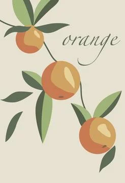 Vector flat illustration. Poster in pastel colors. The picture shows ripe o.. Stock Illustration