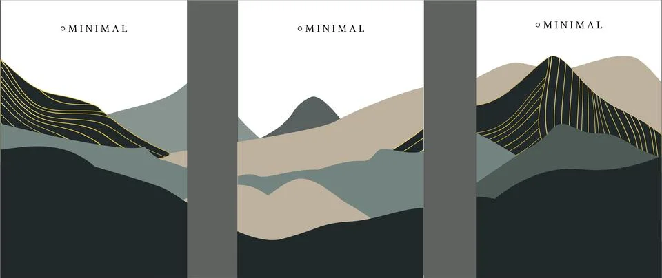 Vector flat illustration. Posters of minimalist landscape design.For flyer,.. Stock Illustration