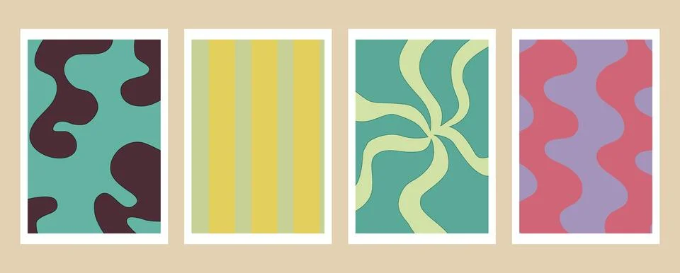 Vector flat illustration. Posters in trendy brutalist style with geometric Illustrazione stock
