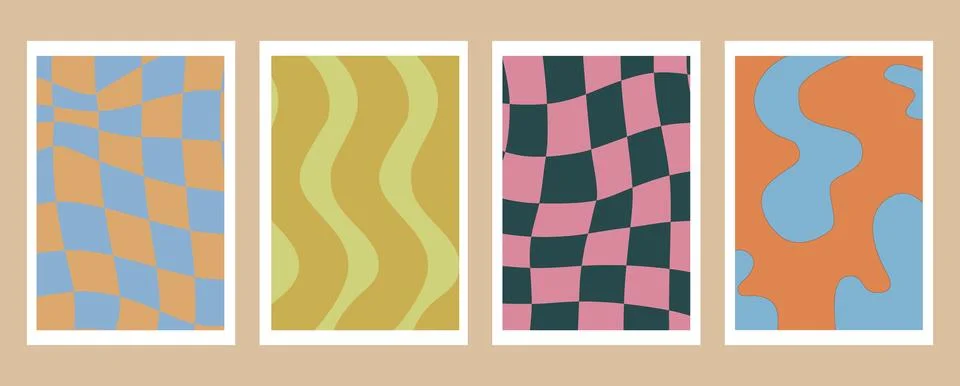 Vector flat illustration. Posters in trendy brutalist style with geometric Illustrazione stock