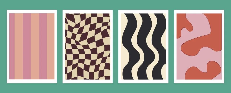Vector flat illustration. Posters in trendy brutalist style with geometric Illustrazione stock