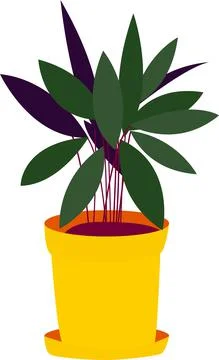 Vector flat illustration of potted plants. A plant in a yellow pot. Stock Illustration
