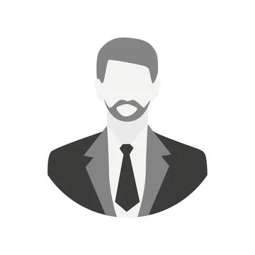 Vector flat illustration. Profile of a man in gray colors. Avatar, user Stock Illustration