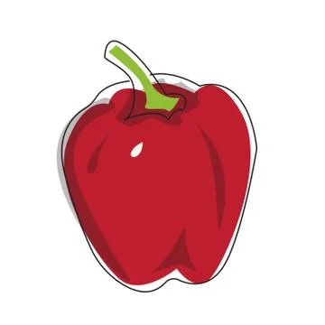 Vector flat illustration of red pepper on a white background Stock Illustration