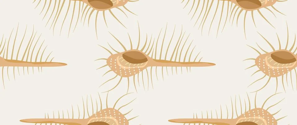 Vector flat illustration. Seamless sea shells. In cartoon style. Cute print Stock Illustration