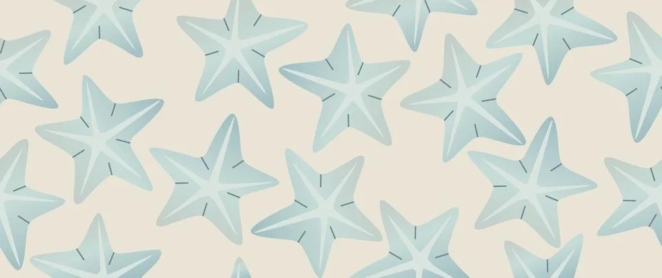 Vector flat illustration. Seamless starfish. In cartoon style. Cute print. .. Stock Illustration