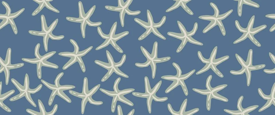 Vector flat illustration. Seamless starfish. In cartoon style. Cute print. .. Stock Illustration